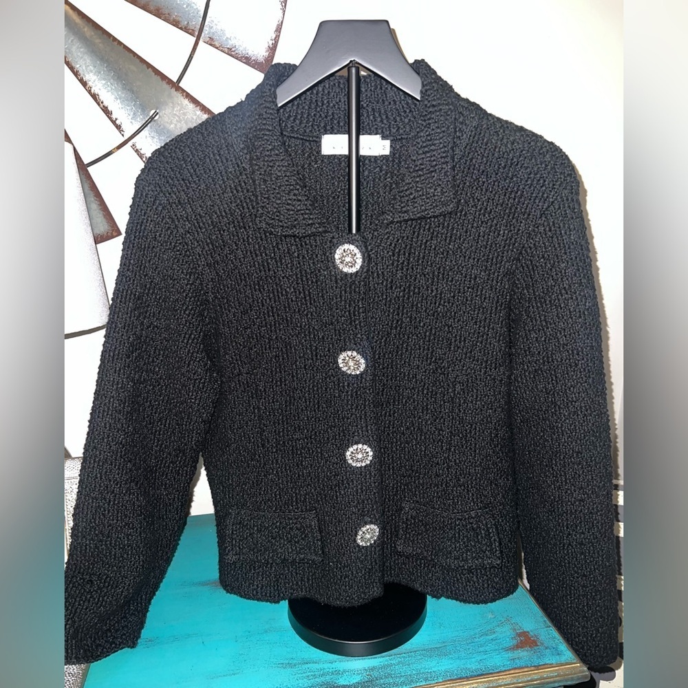 Willow Black Cardigan with Silver Accents